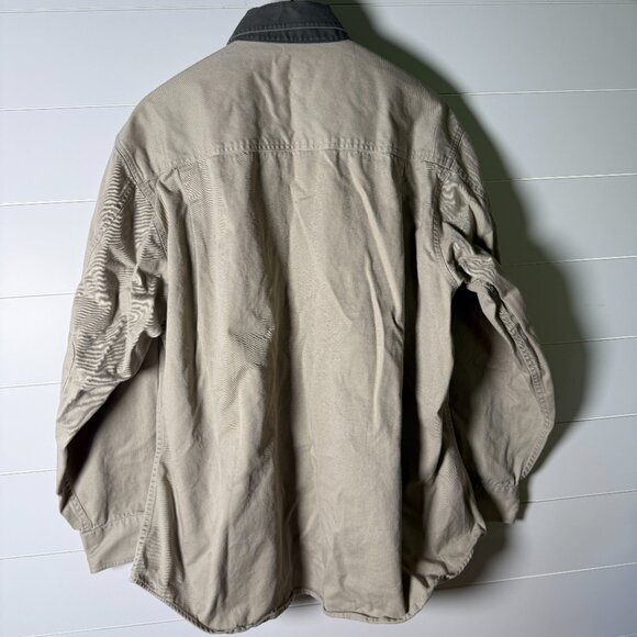 Woolrich Long Sleeve Canvas Work Shirt Button Down Front Two Pocket Tan/Brown XL - Picture 4 of 10